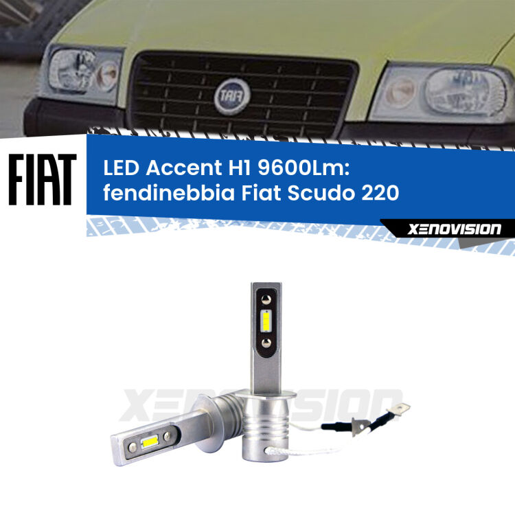 <strong>Kit LED Fendinebbia per Fiat Scudo</strong> 220 2004 - 2006.</strong> Coppia lampade <strong>H1</strong> senza ventola e ultracompatte per installazioni in fari senza spazi.