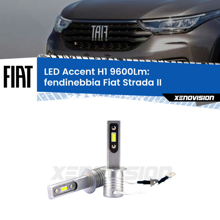 <strong>Kit LED Fendinebbia per Fiat Strada</strong> II 2017 in poi.</strong> Coppia lampade <strong>H1</strong> senza ventola e ultracompatte per installazioni in fari senza spazi.