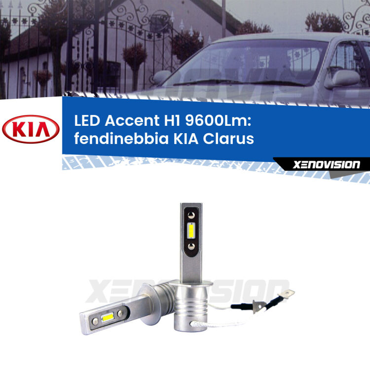 <strong>Kit LED Fendinebbia per KIA Clarus</strong>  1996 - 2001.</strong> Coppia lampade <strong>H1</strong> senza ventola e ultracompatte per installazioni in fari senza spazi.