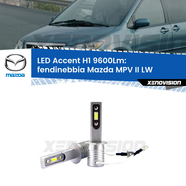 <strong>Kit LED Fendinebbia per Mazda MPV II</strong> LW 1999 - 2003.</strong> Coppia lampade <strong>H1</strong> senza ventola e ultracompatte per installazioni in fari senza spazi.