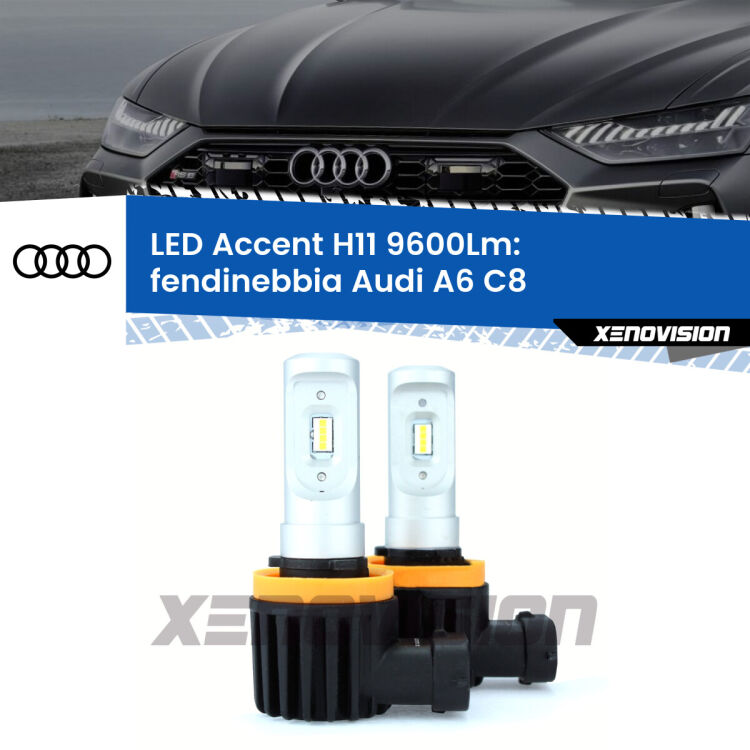 FINE SERIE: NO GARANZIA <strong>Kit LED Fendinebbia per Audi A6</strong> C8 2018 in poi.</strong> Coppia lampade <strong>H11</strong> senza ventola e ultracompatte per installazioni in fari senza spazi.