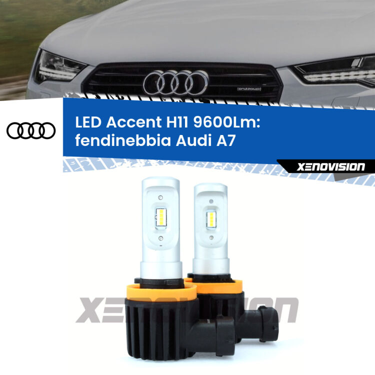 FINE SERIE: NO GARANZIA <strong>Kit LED Fendinebbia per Audi A7</strong>  2010 - 2018.</strong> Coppia lampade <strong>H11</strong> senza ventola e ultracompatte per installazioni in fari senza spazi.