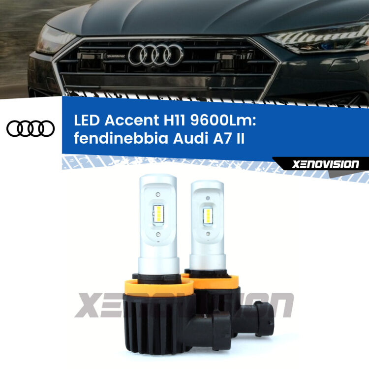 FINE SERIE: NO GARANZIA <strong>Kit LED Fendinebbia per Audi A7</strong> II 2019 in poi.</strong> Coppia lampade <strong>H11</strong> senza ventola e ultracompatte per installazioni in fari senza spazi.