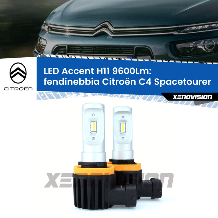 FINE SERIE: NO GARANZIA <strong>Kit LED Fendinebbia per Citroën C4 Spacetourer</strong>  2018 in poi.</strong> Coppia lampade <strong>H11</strong> senza ventola e ultracompatte per installazioni in fari senza spazi.