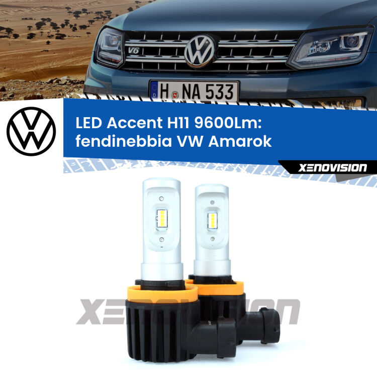 FINE SERIE: NO GARANZIA <strong>Kit LED Fendinebbia per VW Amarok</strong>  2017 - 2016.</strong> Coppia lampade <strong>H11</strong> senza ventola e ultracompatte per installazioni in fari senza spazi.