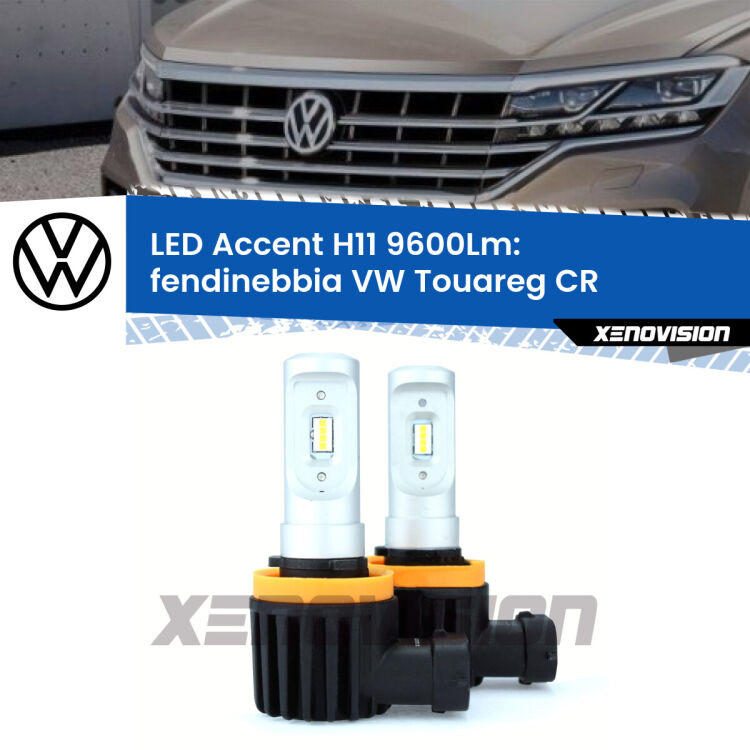 FINE SERIE: NO GARANZIA <strong>Kit LED Fendinebbia per VW Touareg</strong> CR 2018 in poi.</strong> Coppia lampade <strong>H11</strong> senza ventola e ultracompatte per installazioni in fari senza spazi.