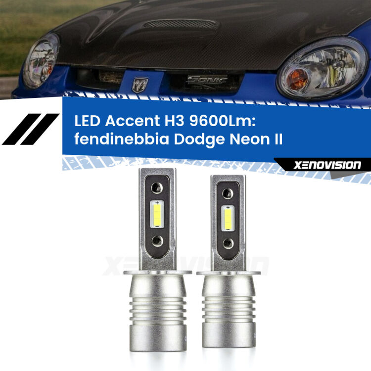 <strong>Kit LED Fendinebbia per Dodge Neon</strong> II 1999 - 2005.</strong> Coppia lampade <strong>H3</strong> senza ventola e ultracompatte per installazioni in fari senza spazi.