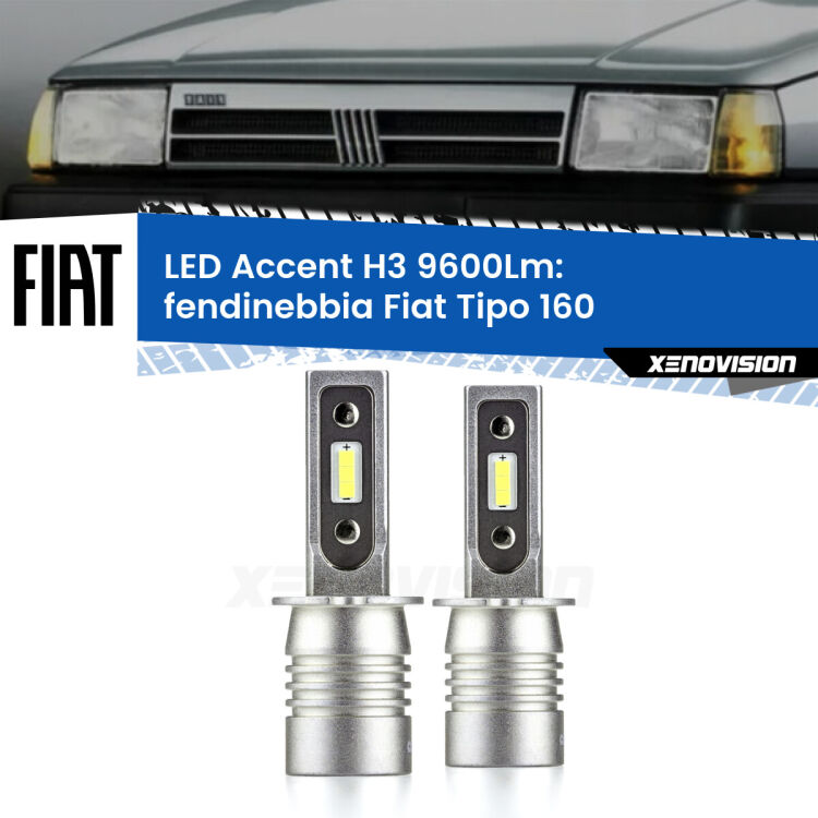 <strong>Kit LED Fendinebbia per Fiat Tipo</strong> 160 1987 - 1996.</strong> Coppia lampade <strong>H3</strong> senza ventola e ultracompatte per installazioni in fari senza spazi.