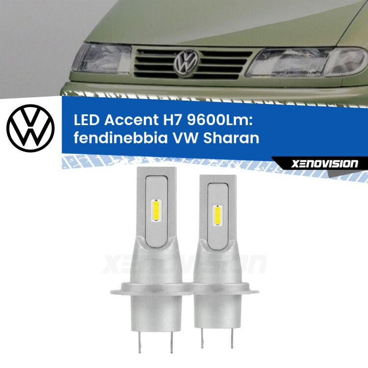 <strong>Kit LED Fendinebbia per VW Sharan</strong>  2001 - 2010.</strong> Coppia lampade <strong>H7</strong> senza ventola e ultracompatte per installazioni in fari senza spazi.