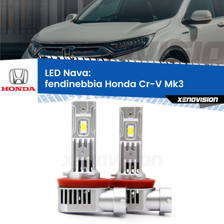 <strong>Fendinebbia LED no-spie per Honda Cr-V</strong> Mk3 2006 - 2010. Coppia lampade <strong>H11</strong>/H9/H8/H16(JP) modello Nava canbus, raffreddate a ventola.