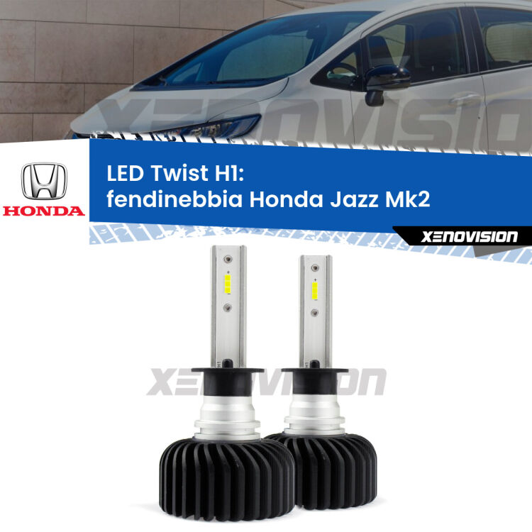 <strong>Kit fendinebbia LED</strong> H1 per <strong>Honda Jazz</strong> Mk2 2002 - 2008. Compatte, impermeabili, senza ventola: praticamente indistruttibili. Top Quality.