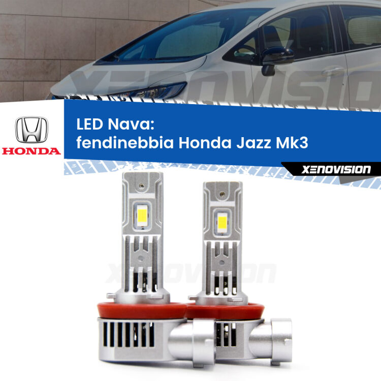 <strong>Fendinebbia LED no-spie per Honda Jazz</strong> Mk3 2008 - 2012. Coppia lampade <strong>H11</strong>/H9/H8/H16(JP) modello Nava canbus, raffreddate a ventola.