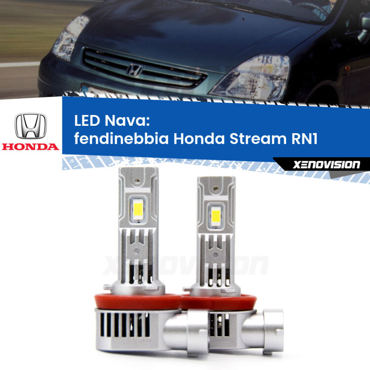 <strong>Fendinebbia LED no-spie per Honda Stream</strong> RN1 2001 - 2006. Coppia lampade <strong>H11</strong>/H9/H8/H16(JP) modello Nava canbus, raffreddate a ventola.