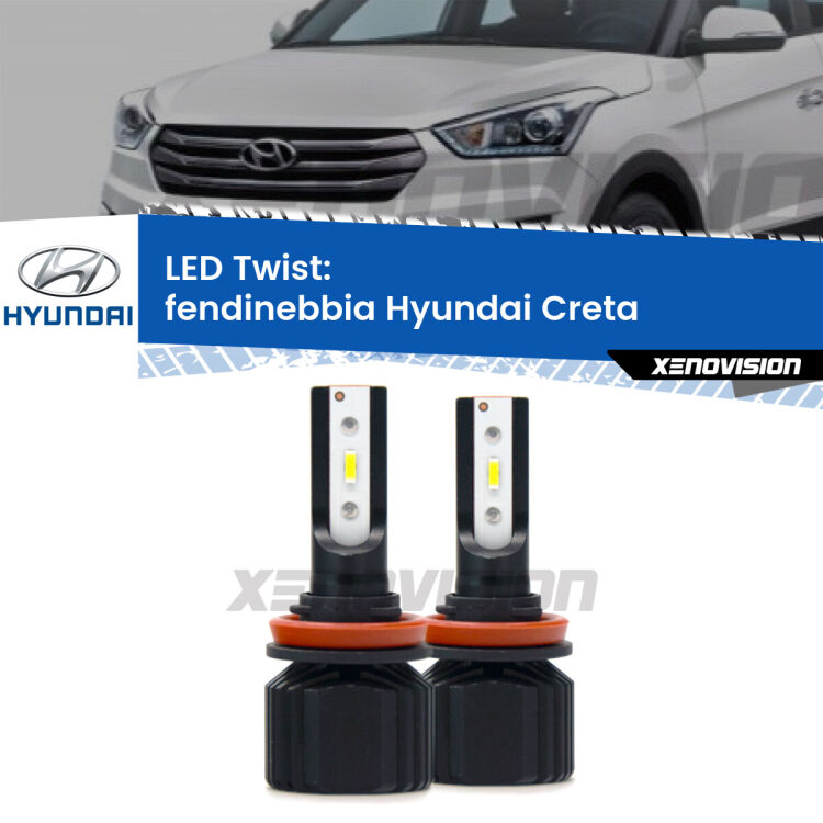 <strong>Kit fendinebbia LED</strong> per <strong>Hyundai Creta</strong>  2016 in poi. Compatte, impermeabili, senza ventola: praticamente indistruttibili. Top Quality.