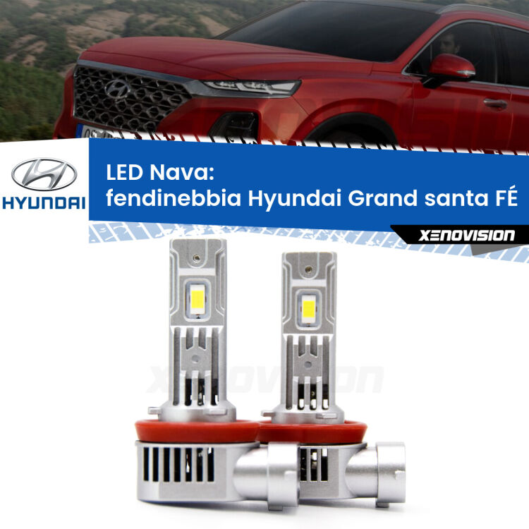 <strong>Fendinebbia LED no-spie per Hyundai Grand santa FÉ</strong>  2013 in poi. Coppia lampade <strong>H11</strong>/H9/H8/H16(JP) modello Nava canbus, raffreddate a ventola.