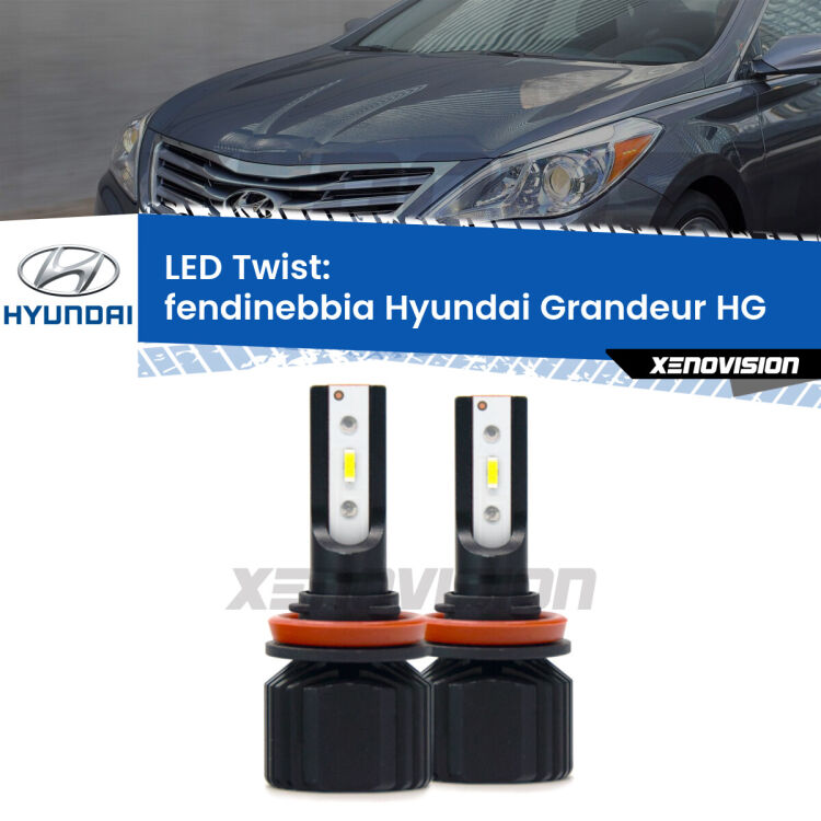 <strong>Kit fendinebbia LED</strong> per <strong>Hyundai Grandeur</strong> HG 2011 - 2016. Compatte, impermeabili, senza ventola: praticamente indistruttibili. Top Quality.