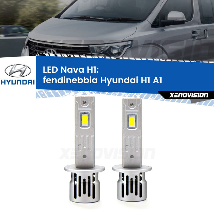 <strong>Fendinebbia LED no-spie per Hyundai H1</strong> A1 2006 - 2008. Coppia lampade <strong> H1</strong> modello Nava canbus, raffreddate a ventola.