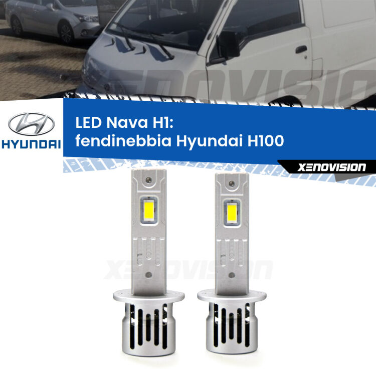 <strong>Fendinebbia LED no-spie per Hyundai H100</strong>  1994 - 2000. Coppia lampade <strong> H1</strong> modello Nava canbus, raffreddate a ventola.