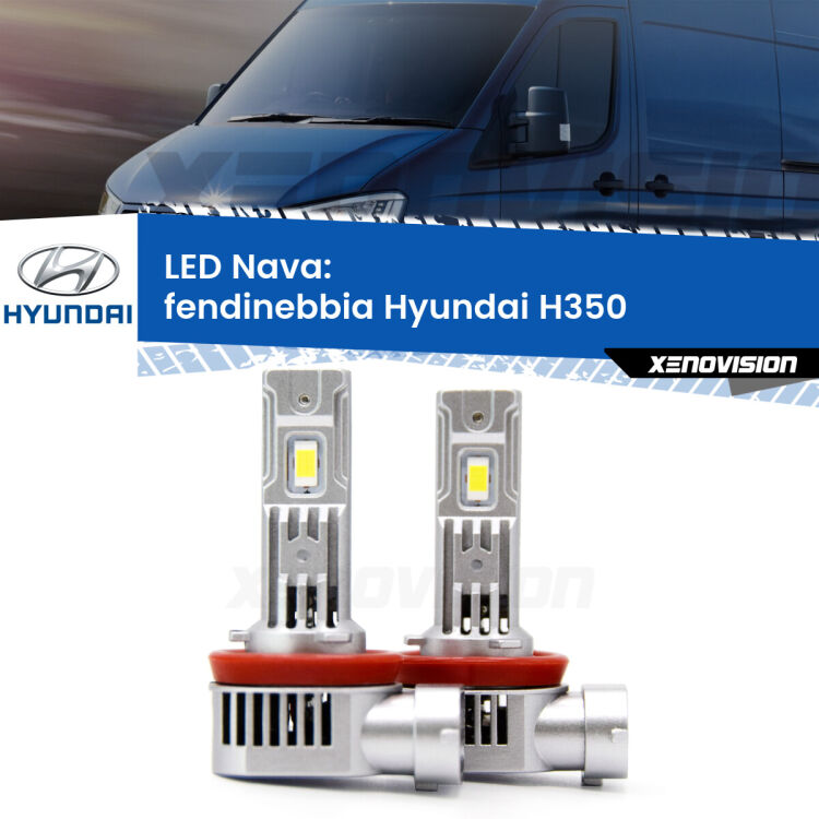 <strong>Fendinebbia LED no-spie per Hyundai H350</strong>  2015 in poi. Coppia lampade <strong>H11</strong>/H9/H8/H16(JP) modello Nava canbus, raffreddate a ventola.