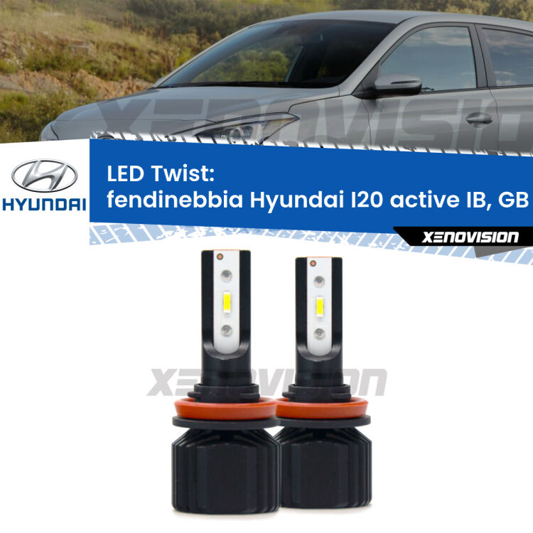 <strong>Kit fendinebbia LED</strong> per <strong>Hyundai I20 active</strong> IB, GB 2015 in poi. Compatte, impermeabili, senza ventola: praticamente indistruttibili. Top Quality.