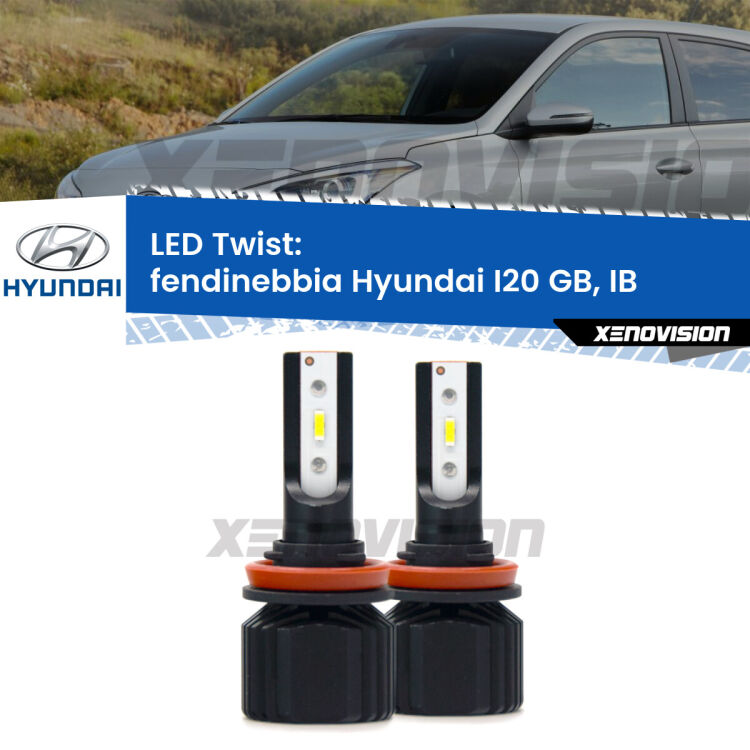 <strong>Kit fendinebbia LED</strong> per <strong>Hyundai I20</strong> GB, IB 2014 in poi. Compatte, impermeabili, senza ventola: praticamente indistruttibili. Top Quality.