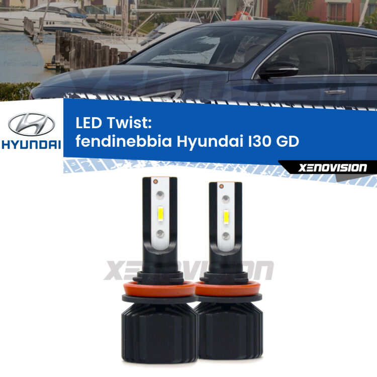 <strong>Kit fendinebbia LED</strong> per <strong>Hyundai I30</strong> GD 2011 - 2017. Compatte, impermeabili, senza ventola: praticamente indistruttibili. Top Quality.