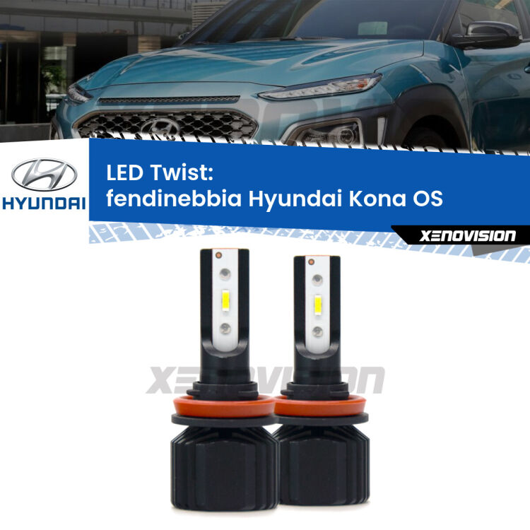 <strong>Kit fendinebbia LED</strong> per <strong>Hyundai Kona</strong> OS 2017 in poi. Compatte, impermeabili, senza ventola: praticamente indistruttibili. Top Quality.