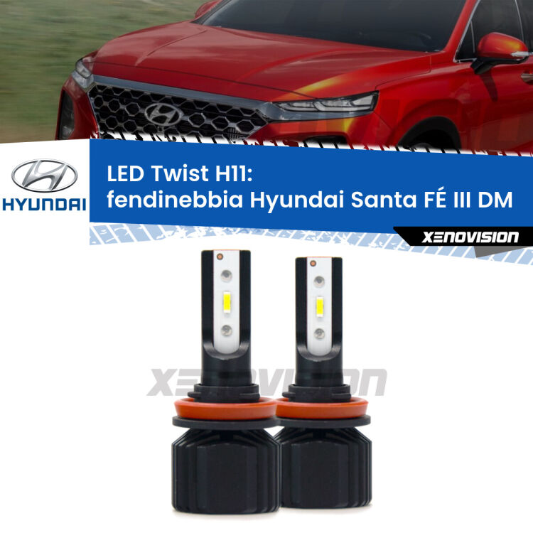 <strong>Kit fendinebbia LED</strong> H11 per <strong>Hyundai Santa FÉ III</strong> DM 2012 - 2015. Compatte, impermeabili, senza ventola: praticamente indistruttibili. Top Quality.