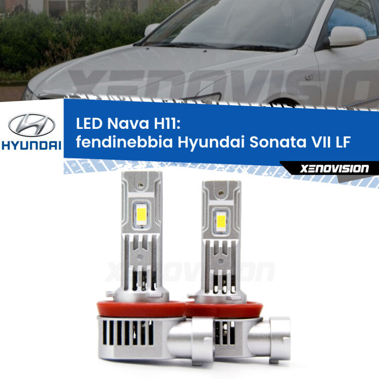 <strong>Fendinebbia LED no-spie per Hyundai Sonata VII</strong> LF 2014 in poi. Coppia lampade <strong>H11</strong>/H9/H8/H16(JP) modello Nava canbus, raffreddate a ventola.