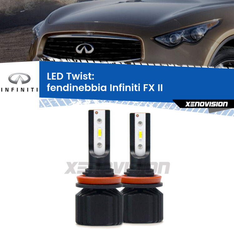 <strong>Kit fendinebbia LED</strong> per <strong>Infiniti FX</strong> II 2008 - 2013. Compatte, impermeabili, senza ventola: praticamente indistruttibili. Top Quality.