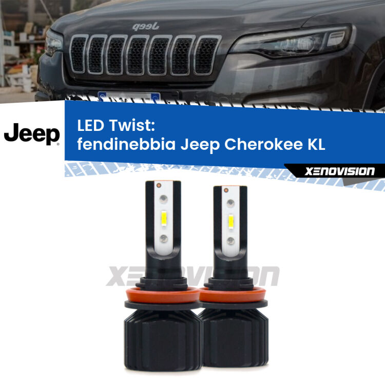 <strong>Kit fendinebbia LED</strong> per <strong>Jeep Cherokee</strong> KL 2014 in poi. Compatte, impermeabili, senza ventola: praticamente indistruttibili. Top Quality.