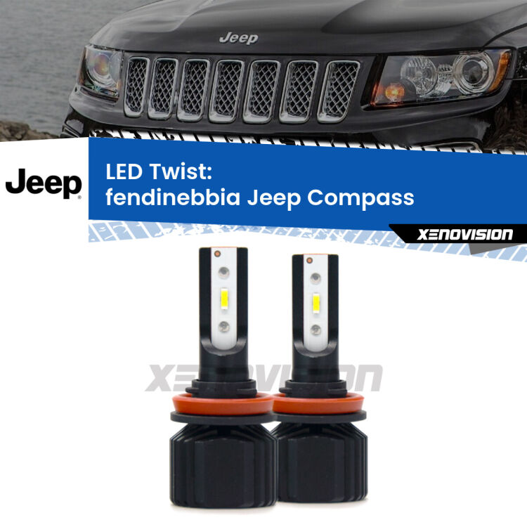 <strong>Kit fendinebbia LED</strong> per <strong>Jeep Compass</strong>  2011 - 2016. Compatte, impermeabili, senza ventola: praticamente indistruttibili. Top Quality.