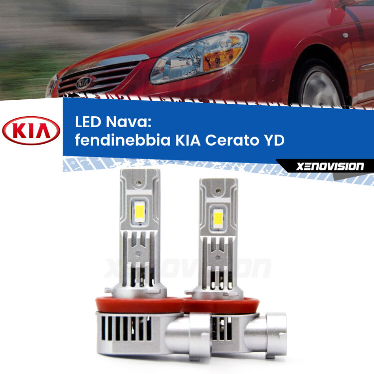 <strong>Fendinebbia LED no-spie per KIA Cerato</strong> YD 2012 - 2017. Coppia lampade <strong>H11</strong>/H9/H8/H16(JP) modello Nava canbus, raffreddate a ventola.