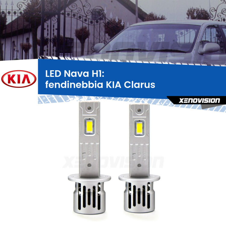 <strong>Fendinebbia LED no-spie per KIA Clarus</strong>  1996 - 2001. Coppia lampade <strong> H1</strong> modello Nava canbus, raffreddate a ventola.