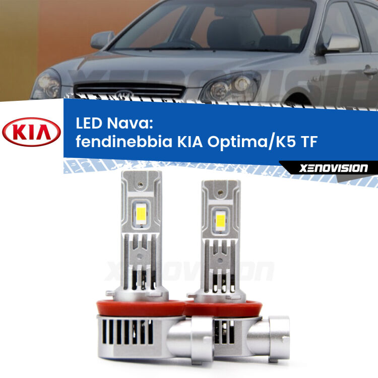 <strong>Fendinebbia LED no-spie per KIA Optima/K5</strong> TF 2010 - 2014. Coppia lampade <strong>H11</strong>/H9/H8/H16(JP) modello Nava canbus, raffreddate a ventola.