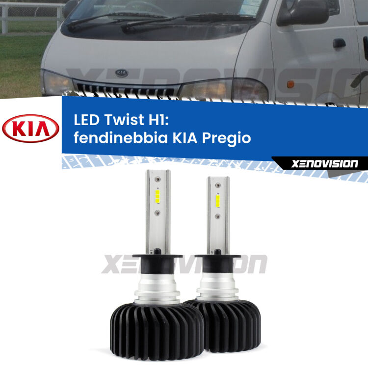 <strong>Kit fendinebbia LED</strong> H1 per <strong>KIA Pregio</strong>  1995 - 2006. Compatte, impermeabili, senza ventola: praticamente indistruttibili. Top Quality.