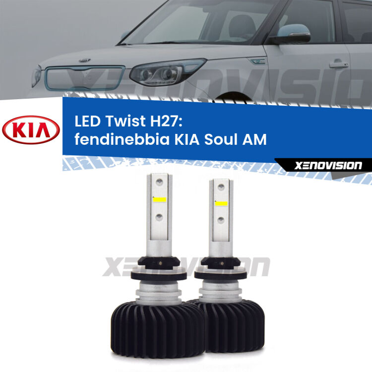 <strong>Kit fendinebbia LED</strong> H27 per <strong>KIA Soul</strong> AM 2009 - 2014. Compatte, impermeabili, senza ventola: praticamente indistruttibili. Top Quality.