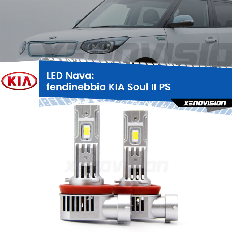 <strong>Fendinebbia LED no-spie per KIA Soul II</strong> PS prima serie. Coppia lampade <strong>H11</strong>/H9/H8/H16(JP) modello Nava canbus, raffreddate a ventola.