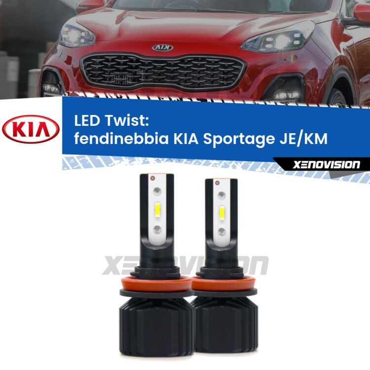 <strong>Kit fendinebbia LED</strong> per <strong>KIA Sportage</strong> JE/KM 2004 - 2009. Compatte, impermeabili, senza ventola: praticamente indistruttibili. Top Quality.