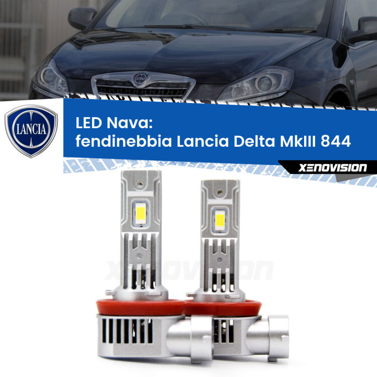 <strong>Fendinebbia LED no-spie per Lancia Delta MkIII</strong> 844 2008 - 2014. Coppia lampade <strong>H11</strong>/H9/H8/H16(JP) modello Nava canbus, raffreddate a ventola.