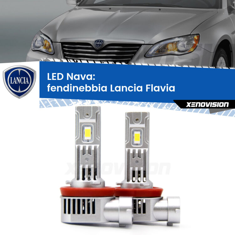 <strong>Fendinebbia LED no-spie per Lancia Flavia</strong>  2012 - 2014. Coppia lampade <strong>H11</strong>/H9/H8/H16(JP) modello Nava canbus, raffreddate a ventola.