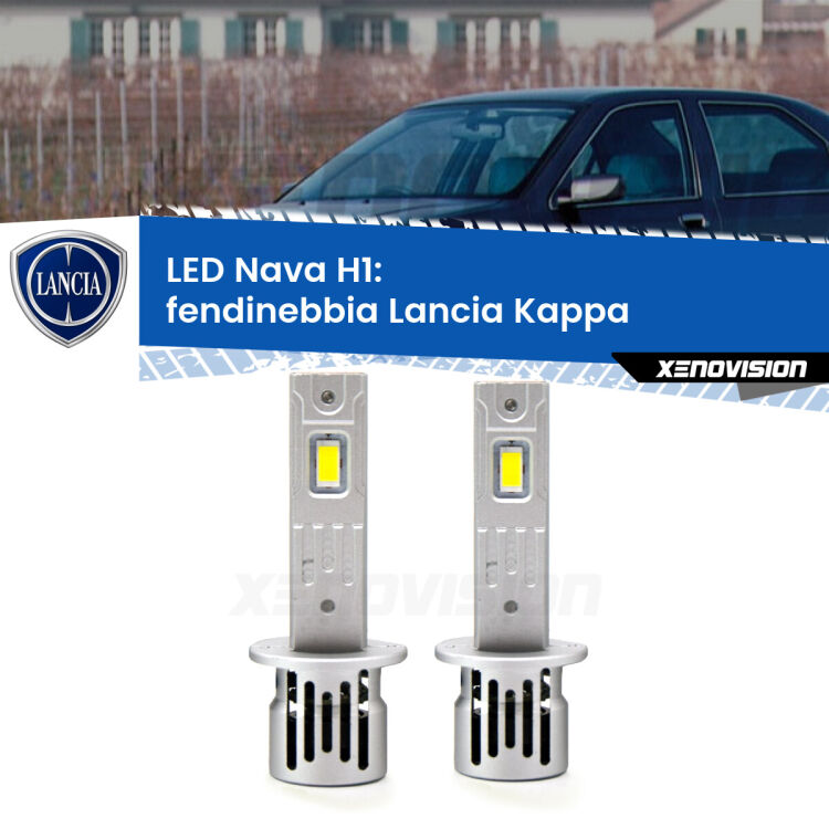 <strong>Fendinebbia LED no-spie per Lancia Kappa</strong>  1994 - 2001. Coppia lampade <strong> H1</strong> modello Nava canbus, raffreddate a ventola.