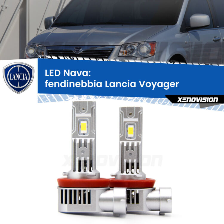 <strong>Fendinebbia LED no-spie per Lancia Voyager</strong>  2011 - 2014. Coppia lampade <strong>H11</strong>/H9/H8/H16(JP) modello Nava canbus, raffreddate a ventola.