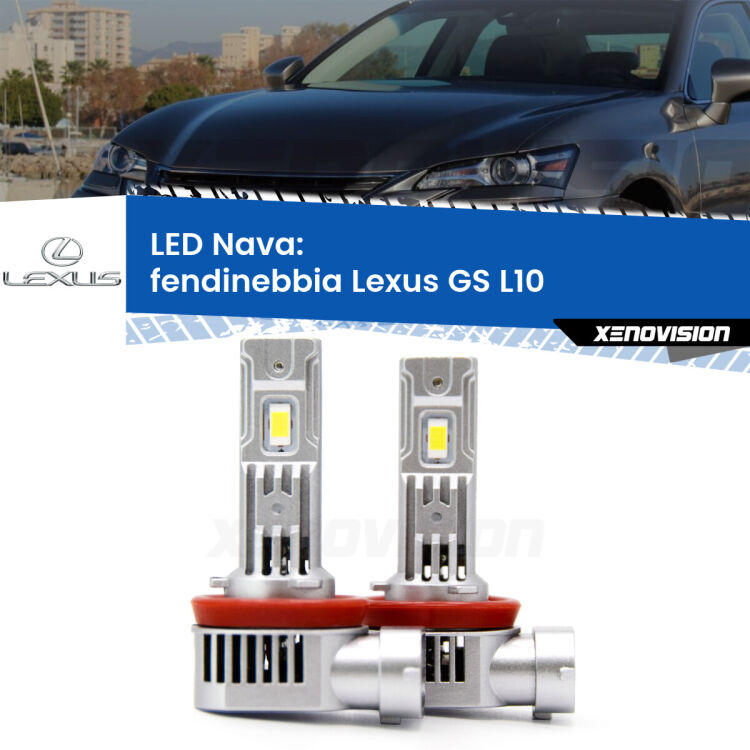 <strong>Fendinebbia LED no-spie per Lexus GS</strong> L10 prima serie. Coppia lampade <strong>H11</strong>/H9/H8/H16(JP) modello Nava canbus, raffreddate a ventola.