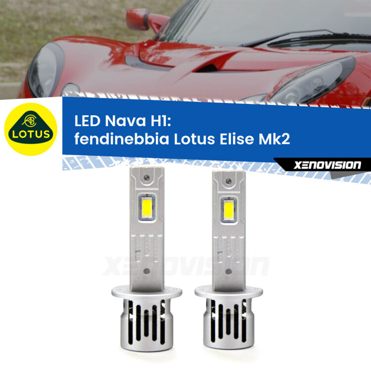 <strong>Fendinebbia LED no-spie per Lotus Elise</strong> Mk2 2000 - 2009. Coppia lampade <strong> H1</strong> modello Nava canbus, raffreddate a ventola.