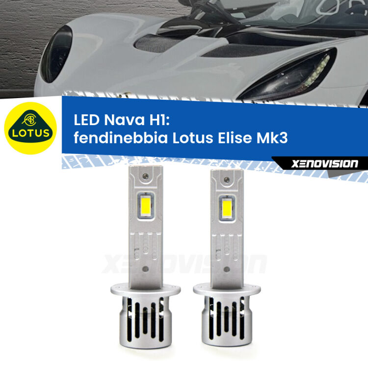 <strong>Fendinebbia LED no-spie per Lotus Elise</strong> Mk3 2010 - 2022. Coppia lampade <strong> H1</strong> modello Nava canbus, raffreddate a ventola.