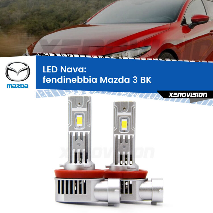 <strong>Fendinebbia LED no-spie per Mazda 3</strong> BK 2003 - 2009. Coppia lampade <strong>H11</strong>/H9/H8/H16(JP) modello Nava canbus, raffreddate a ventola.