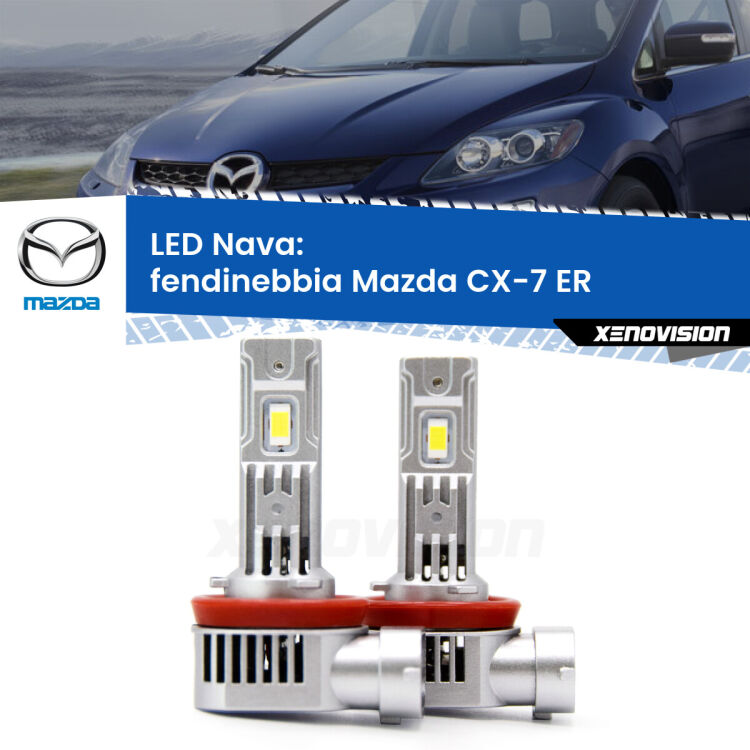 <strong>Fendinebbia LED no-spie per Mazda CX-7</strong> ER 2006 - 2014. Coppia lampade <strong>H11</strong>/H9/H8/H16(JP) modello Nava canbus, raffreddate a ventola.