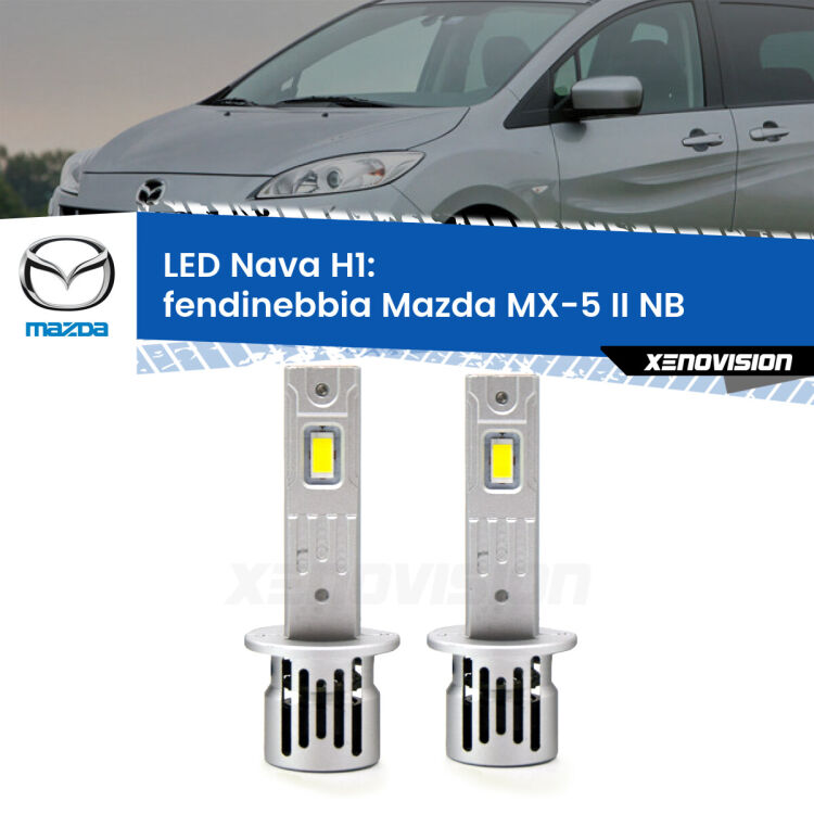 <strong>Fendinebbia LED no-spie per Mazda MX-5 II</strong> NB 1998 - 2003. Coppia lampade <strong> H1</strong> modello Nava canbus, raffreddate a ventola.