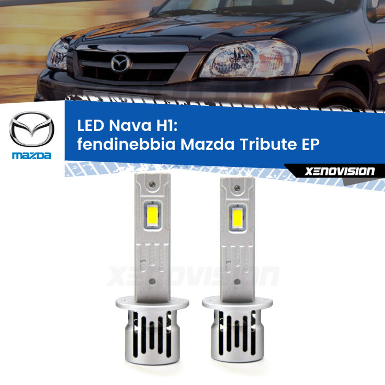 <strong>Fendinebbia LED no-spie per Mazda Tribute</strong> EP 2000 - 2008. Coppia lampade <strong> H1</strong> modello Nava canbus, raffreddate a ventola.